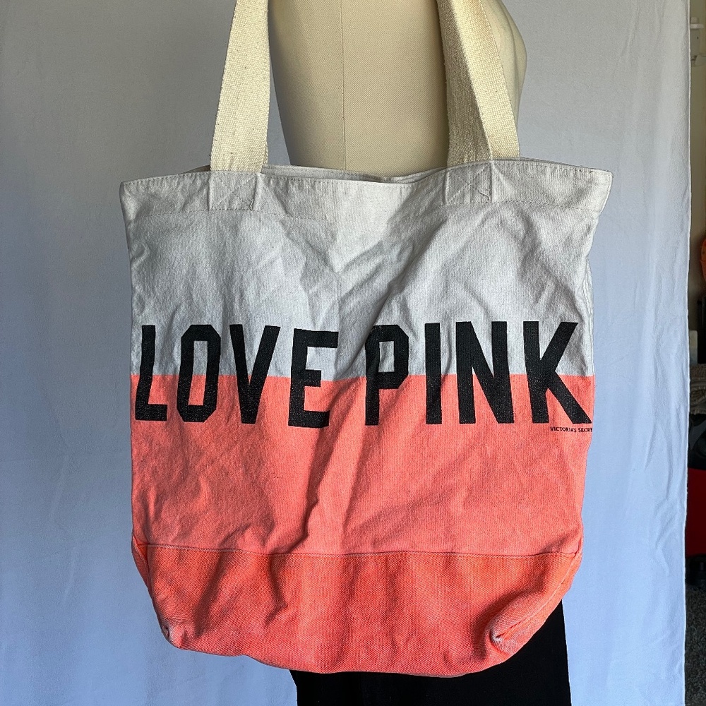 PINK Victoria’s Secret LOVE PINK canvas tote w/zipper